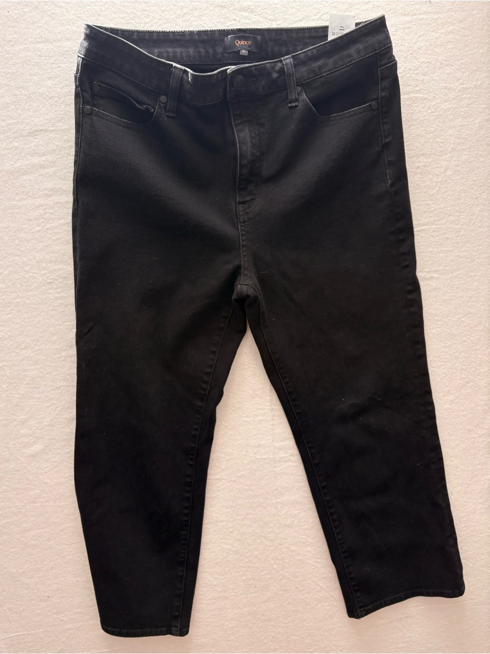 Quince Jeans High Rise Straight Stretchy Black